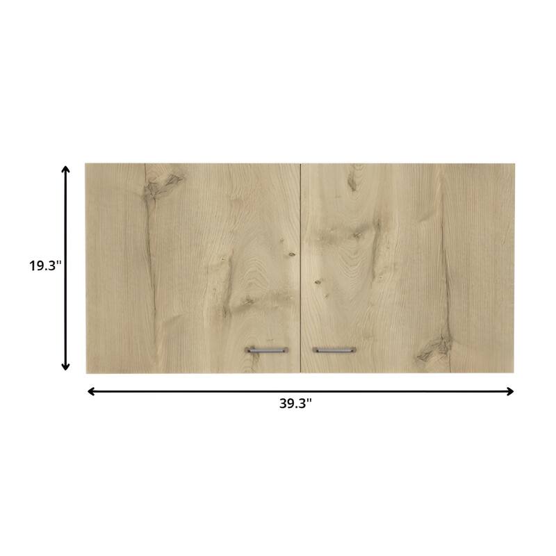 Particle Board Rectangular Accent Cabinet with Wine Storage and Shelves - 12.6” D x 39.3” W x 19.3” H