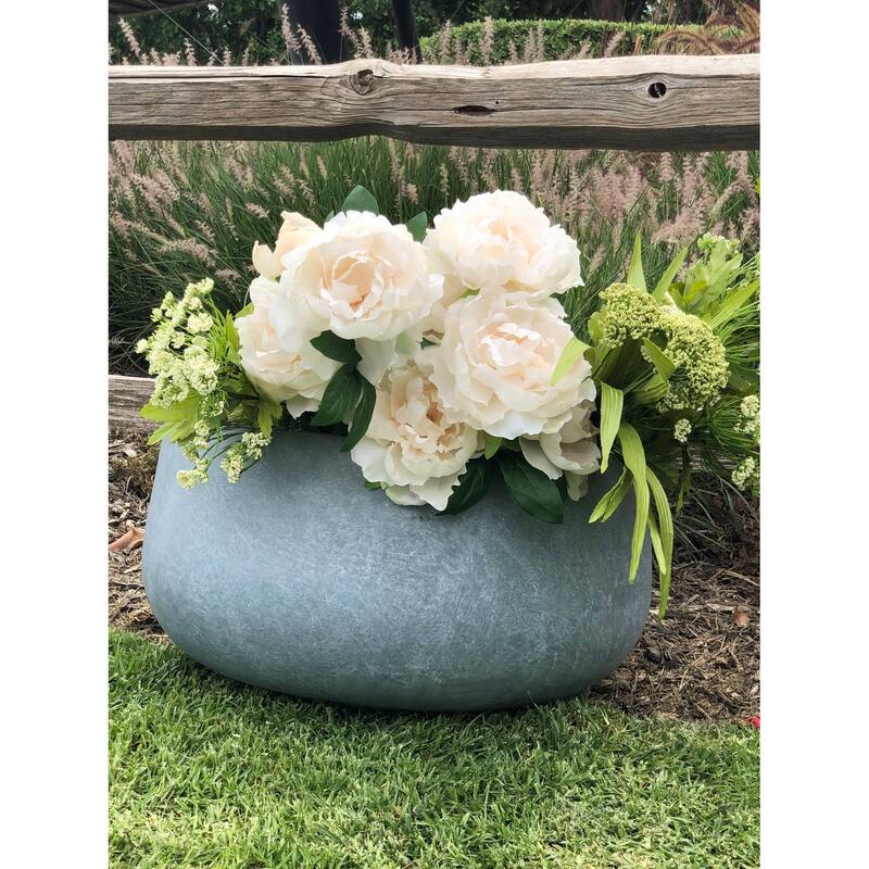 Durx-litecrete Lightweight Concrete Modern Low Bowl Cement Planter-Medium - 15.7'x15.7'x7.9'