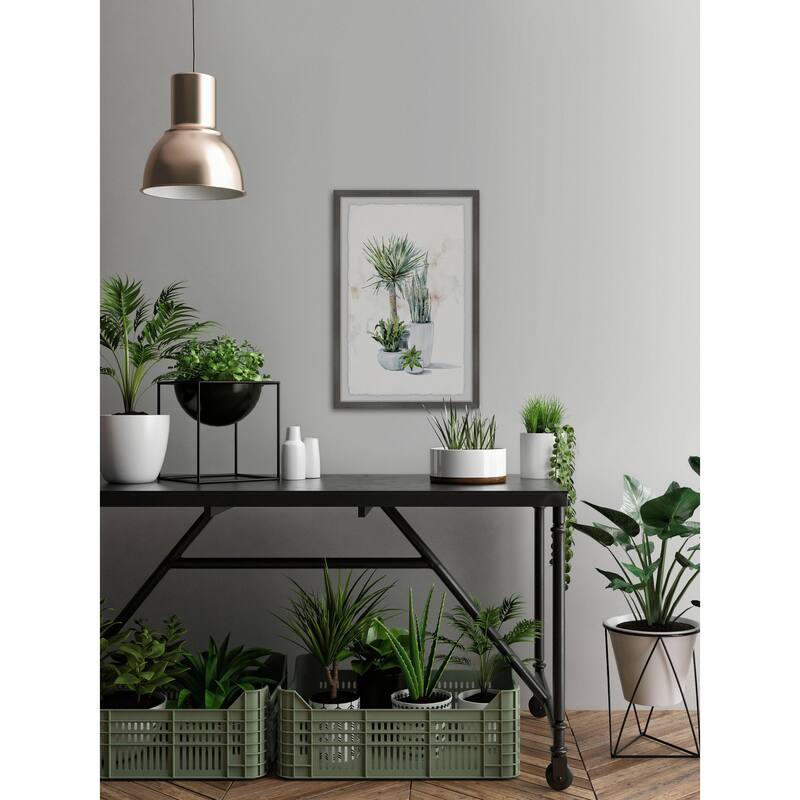 Green Plants Shrub II Framed Wall Art, Nature-Inspired Accent - Refreshing Botanical Touch for Your Walls