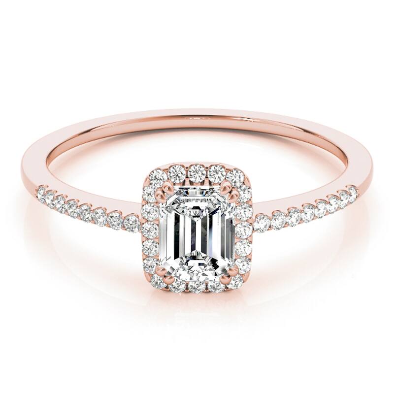 Auriya 14k Rose Gold Lab Grown Emerald Diamond Halo Engagement Ring 0.50 to 5.00 ct. tw. (F-G VS)