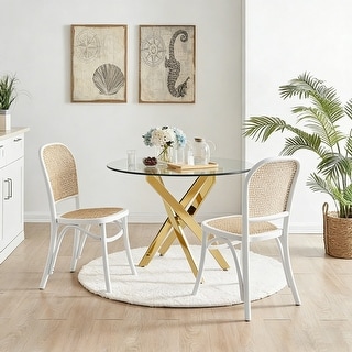 Modern Round Tempered Glass Table with Iron Base - Bed Bath & Beyond ...