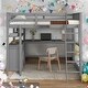 preview thumbnail 2 of 17, Full size Loft Bed with Drawers and Desk, Wooden Loft Bed with Shelves, Maximized Space,No Box Spring Required