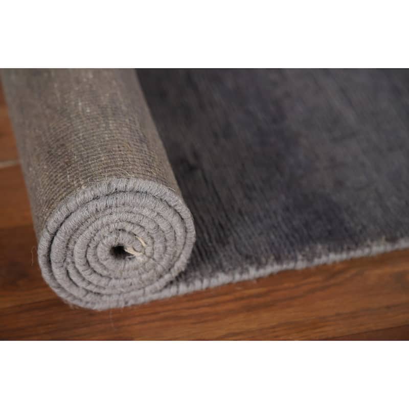 Gray Blue Gabbeh Modern Runner Rug Handmade Wool Carpet - 2'7" x 9'8"