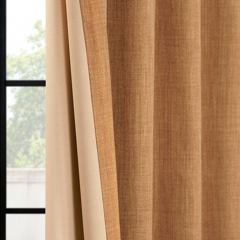 Exclusive Fabrics Textured Faux Linen Room Darkening Curtains for Bedroom & Living Room Curtains (1 Panel)
