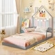 preview thumbnail 9 of 31, Costway Twin Size Floor Bed for Kids with Chimney Headboard & Handrail