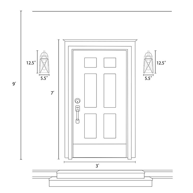 1-Light Modern Black Outdoor Wall Sconce Patio Lantern Glass Wall Lights - W5.5"x L6"x H12.75"