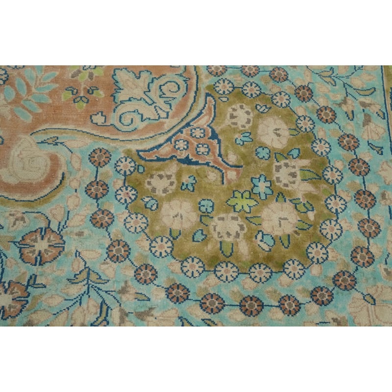 Hand Knotted Oriental 100% Wool Carpet Traditional Floral Oranges & Rust Kerman Area Rug - 12' 10'' X 9' 7''