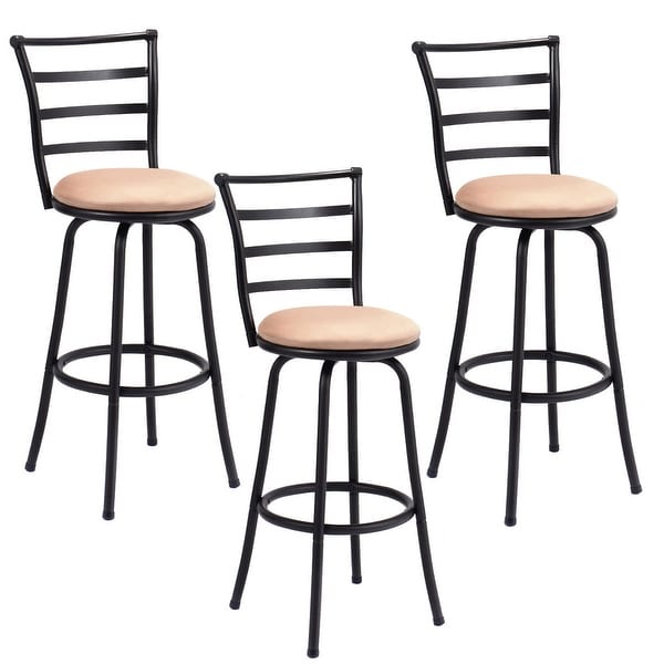 Set of 3 swivel bar stools steel frame counter height modern clearance barstool pub chairs