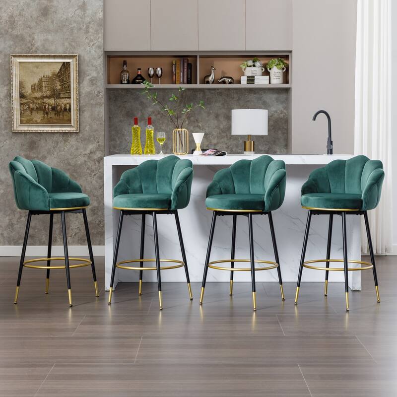 Hausfame Modern Swivel Bar Stools With Backs (Set of 2) - 22.2 in. W X 21.3 in. D X 39.6 in. H - Green
