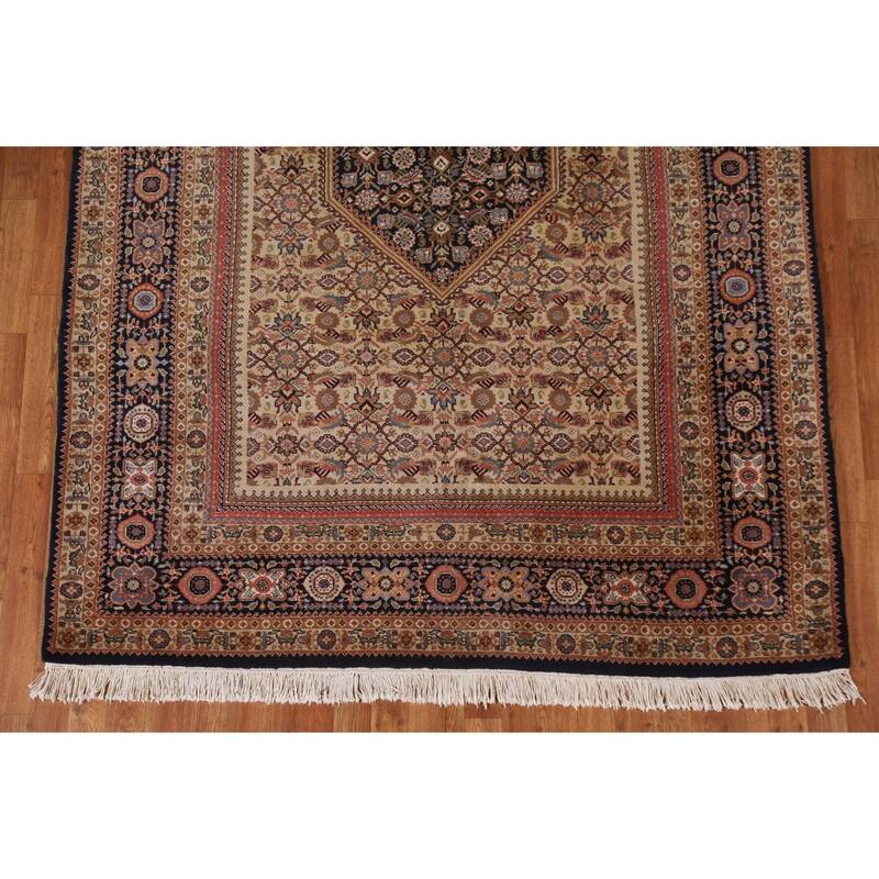 Hand Knotted Oriental 100% Wool Carpet Traditional Medallion Beige & Ivories Bidjar Area Rug - 9' 0'' X 5' 11''
