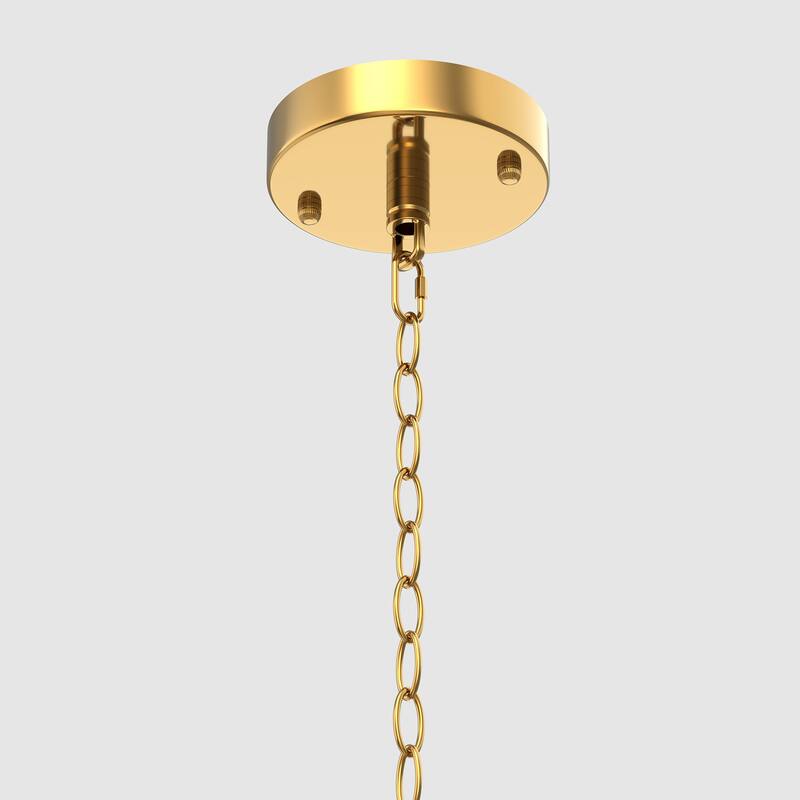 Brass 5-Light Branch Chandelier with Curved Glass Shades, E12 Base