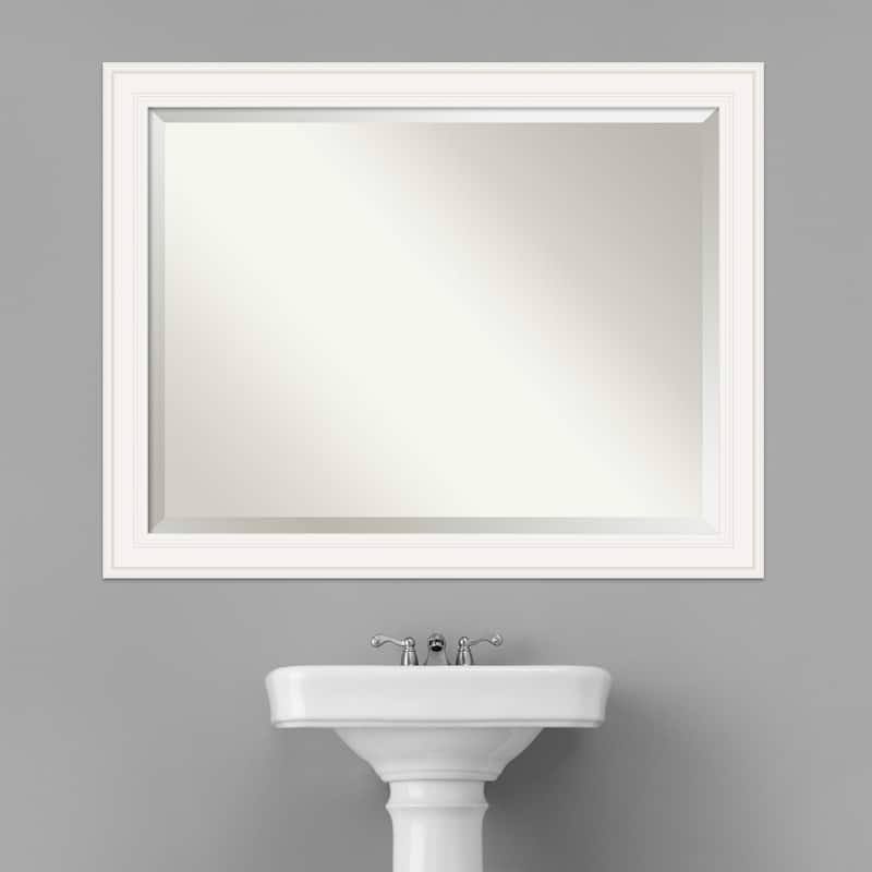 Beveled Bathroom Wall Mirror - Ridge White Frame - Ridge White