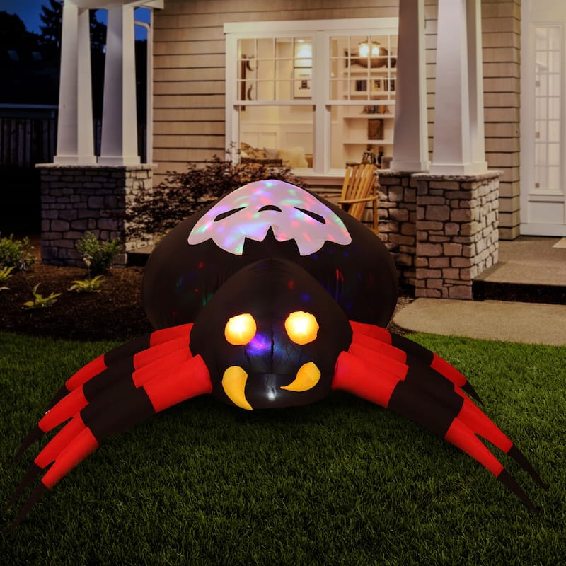 Haunted Hill Farm 6-Ft. Wide Prelit Inflatable Spider with Disco Lights