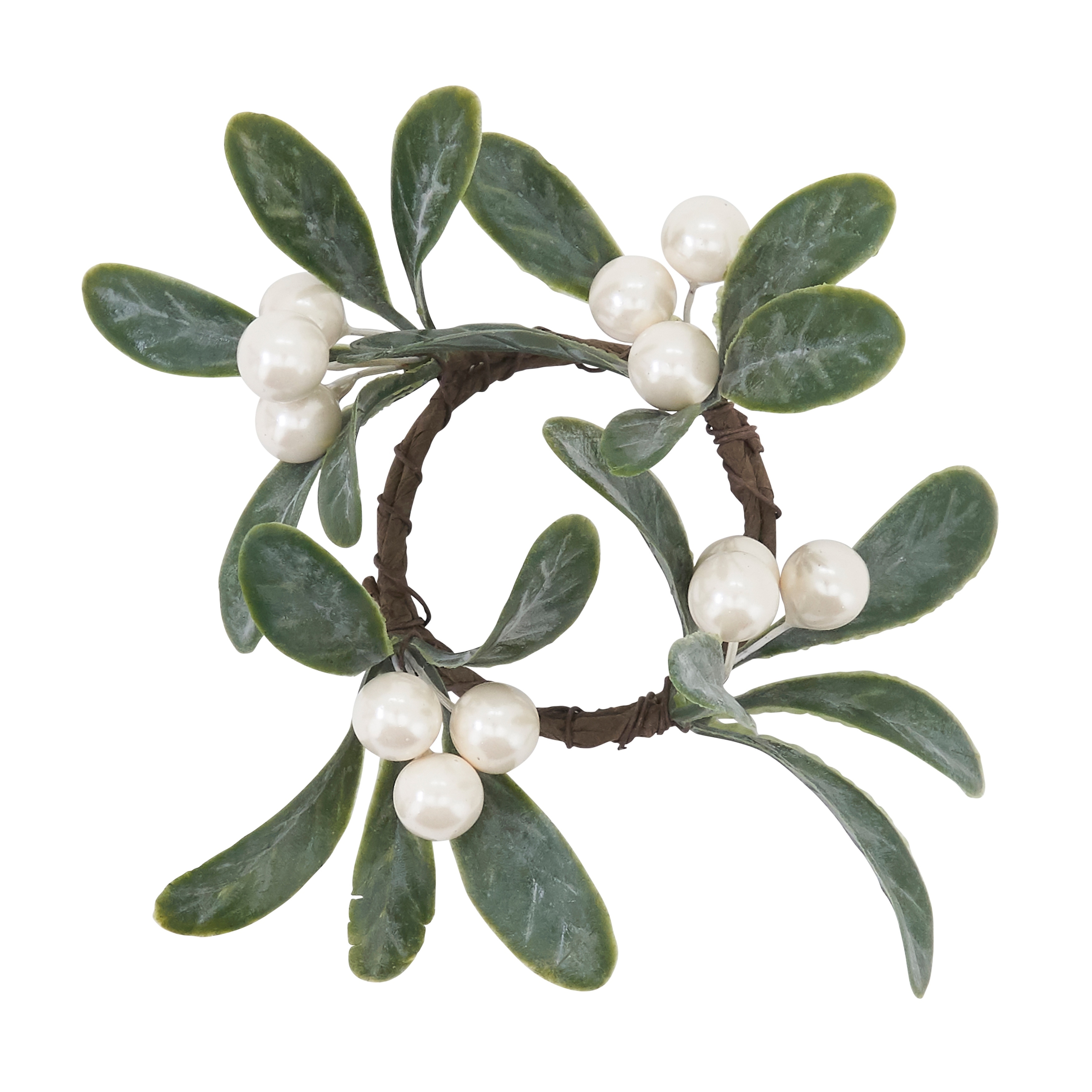 Saro Lifestyle Holiday Napkin Rings With Mistletoe Design (Set of 4)