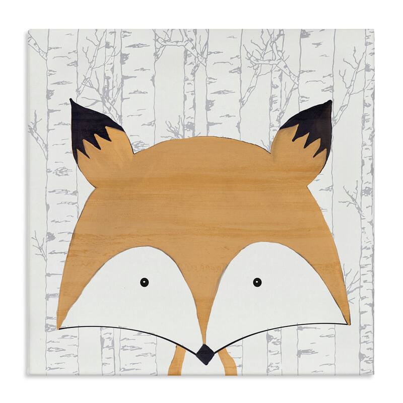 Stupell Whimsical Fox on Birch Canvas Wall Art Design By Kim Allen - 24 x 24