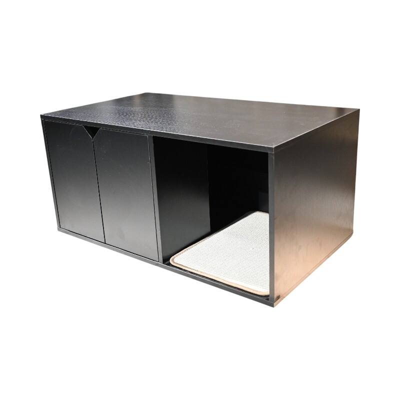 35.83" Cat Litter Box Enclosure Hidden Furniture (Scratch Pad Included), Cat House with Corrugated Cardboard Scratching Pad