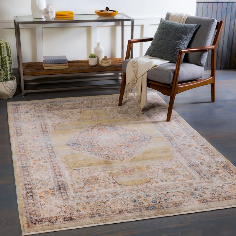 Artistic Weavers Raji Distressed Medallion Area Rug - 8'10" x 13' - Olive