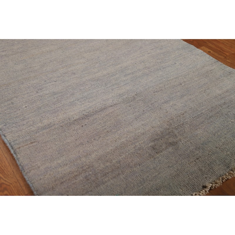 Hand Knotted Oriental 100% Wool Carpet Modern Modern Greys & Charcoal Gabbeh Area Rug - 4' 0'' X 2' 7''