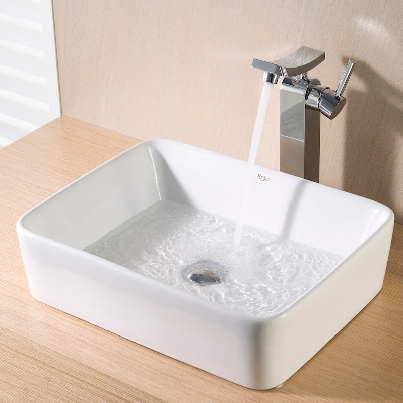 Kraus Elavo 19 inch Rectangle Porcelain Ceramic Vessel Bathroom Sink