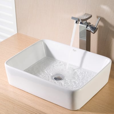 Kraus Elavo 19 inch Rectangle Porcelain Ceramic Vessel Bathroom Sink