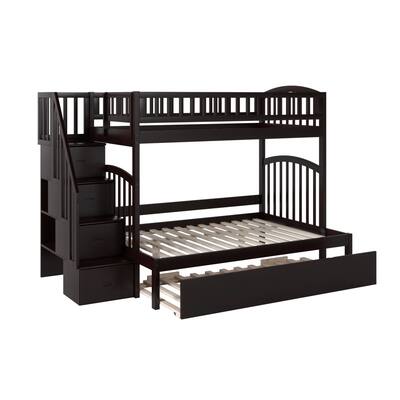 Westbrook Staircase Bunk Twin over Full with Twin Size Urban Trundle Bed in Espresso