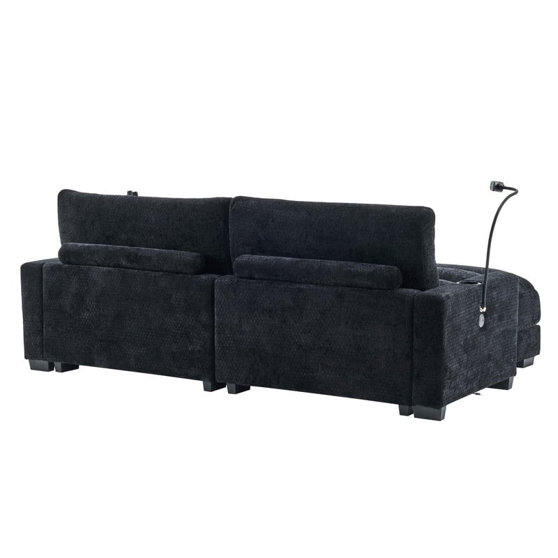 Chaise Lounge Chair Upholstered Modular Sofa with Cup & Phone Holders