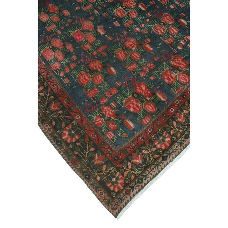 Fine Vintage Distressed Gulmarzhan Blue/Red Rug - 6'7" x 9'2"