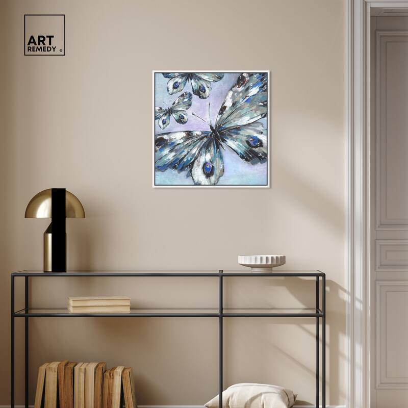 Art Remedy Butterfly Trio Framed Butterfly 1 Piece Canvas Wall Art