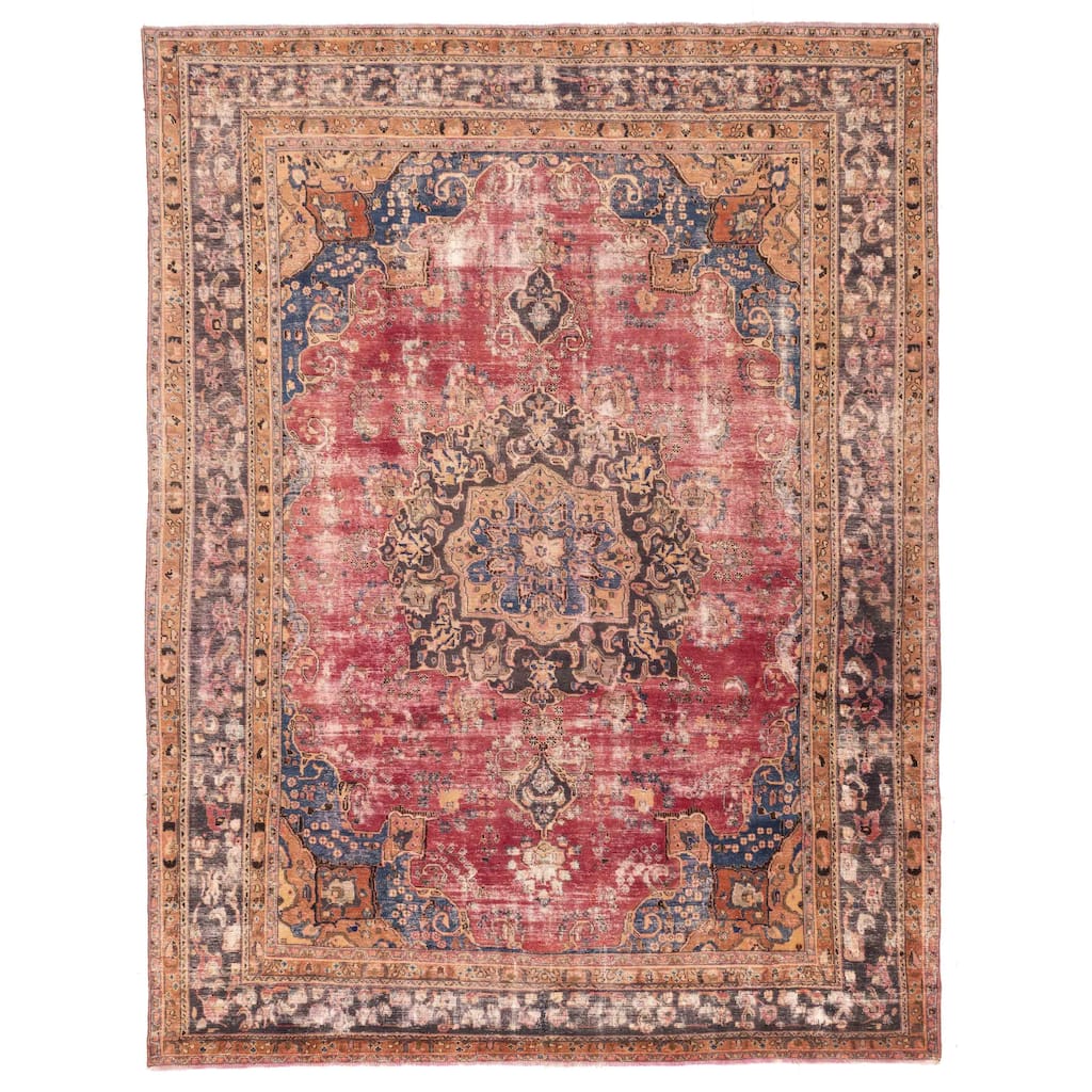 ECARPETGALLERY Hand-knotted Antalya Vintage Burgundy Wool Rug - 9'6 x 12'7