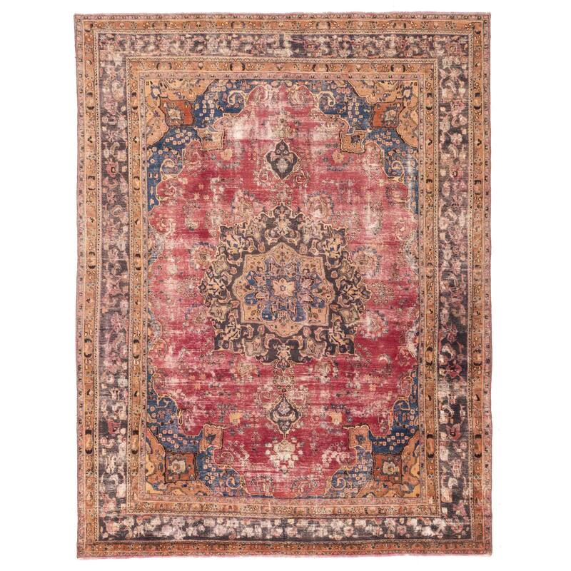 ECARPETGALLERY Hand-knotted Antalya Vintage Burgundy Wool Rug - 9'6 x 12'7