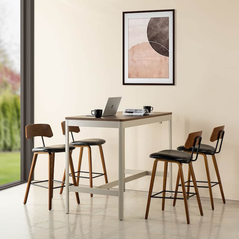 Glitzhome 40"H Rattan Back Swivel Bar Stool with Metal Legs Set of 2/4