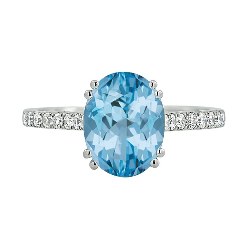 Auriya 2 3/4ct Fancy Oval Sky Blue Topaz and Diamond Engagement Ring 1/4ctw 14k Gold