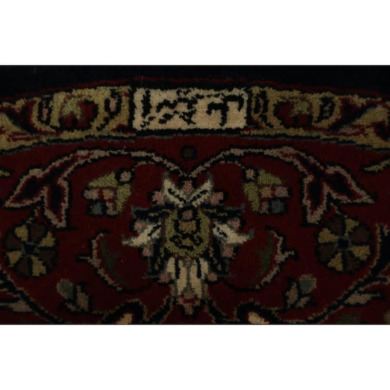 Hand Knotted Oriental 100% Wool Carpet Traditional Floral Black Agra Area Rug - 6' 8'' X 6' 7''