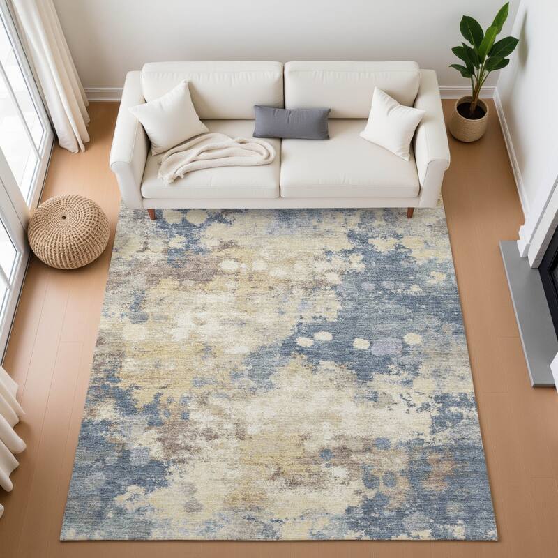 Premium Washable Super Soft Abstract Contemporary Mayfield Rug - Gold - 9' x 12'