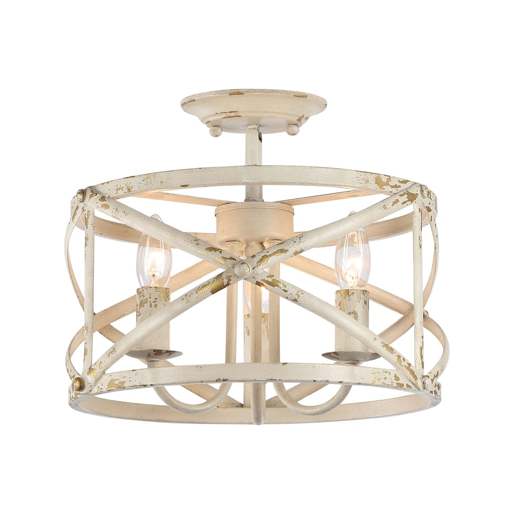 Golden Lighting Alcott 3-light Semi-Flush Mount in Antique Ivory - Antique Ivory - 3-Light Semi-flush