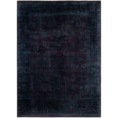 Overdyed One-of-a-Kind Hand-Knotted Area Rug - Black - 9' 1" x 12' 4"