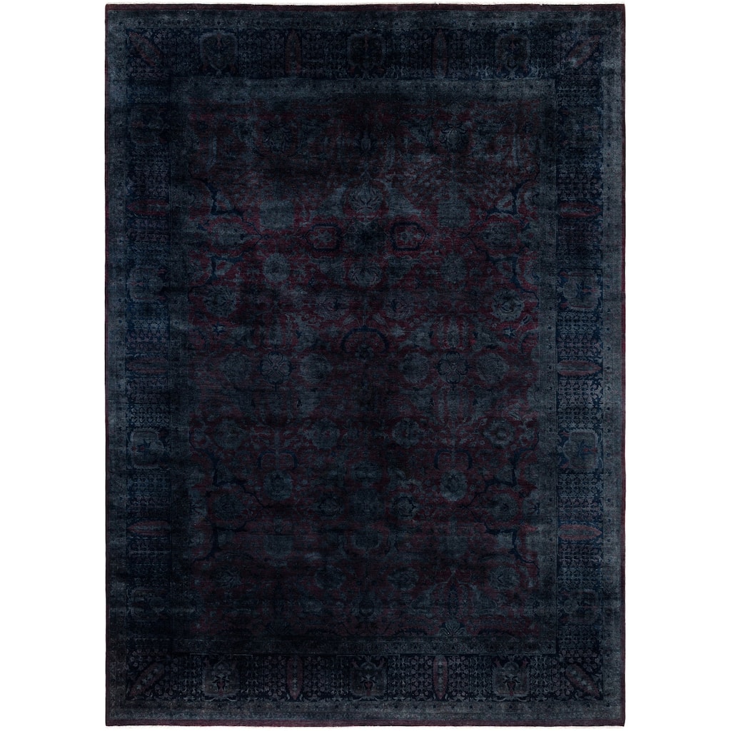 Overdyed One-of-a-Kind Hand-Knotted Area Rug - Black - 9' 1" x 12' 4"