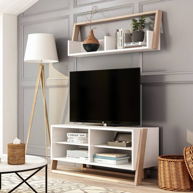 Isabelle Modern 2-Piece TV Console And Floating Shelf Set by Furniture of America