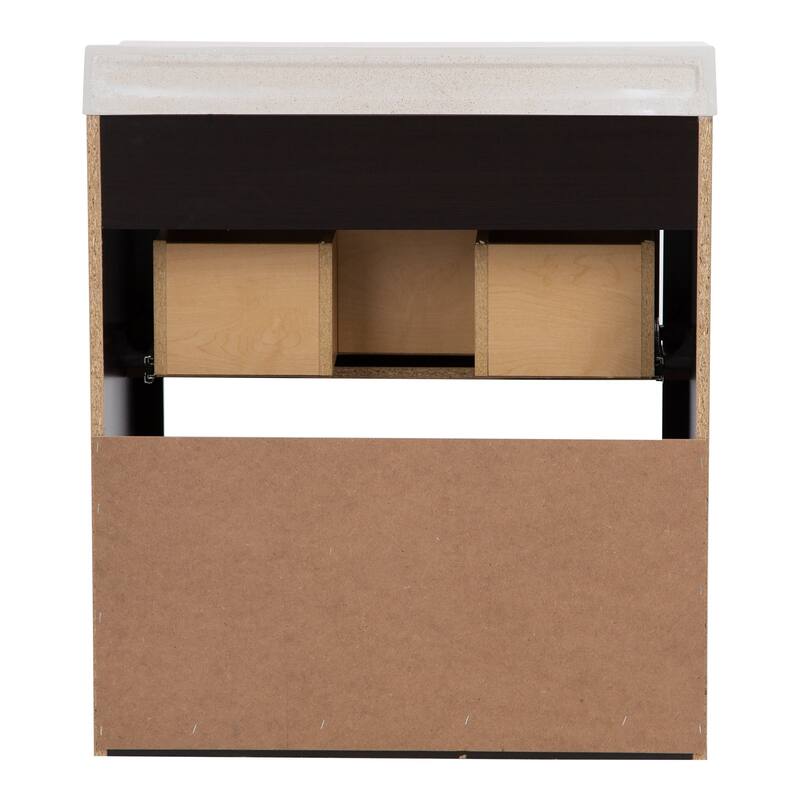 Brooksley Ebony Oak Bathroom Vanity With Drawer, Open Shelf, and Sink Top