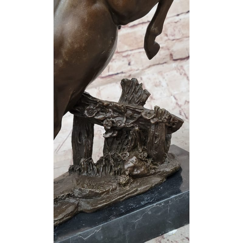 Jumping Racing Wild Imitative Horse Stallion Bronze Sculpture Statue Signed Original Art