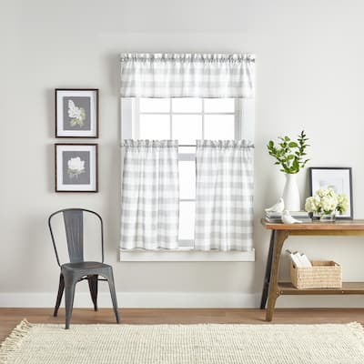 Curtainworks Farmhouse Buffalo Check 3-piece Kitchen Curtain Tier and Valance Set - 1-Valance And 2-36" Tiers