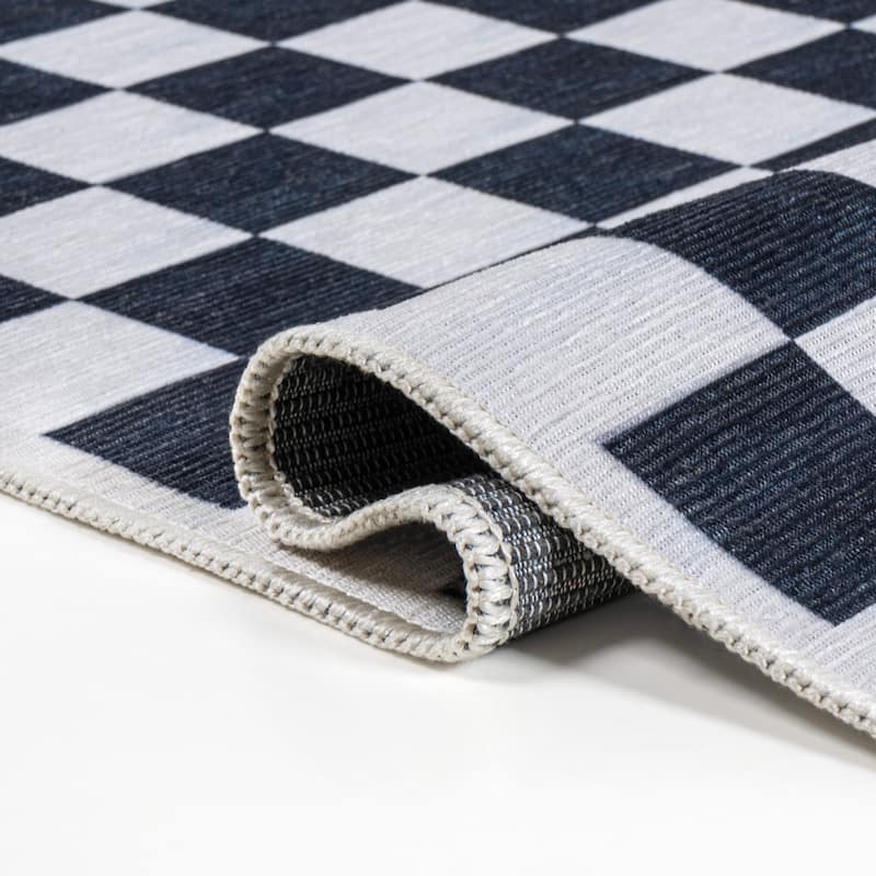 JONATHAN Y Kassia Modern Cottage Checkerboard Washable Area Rug