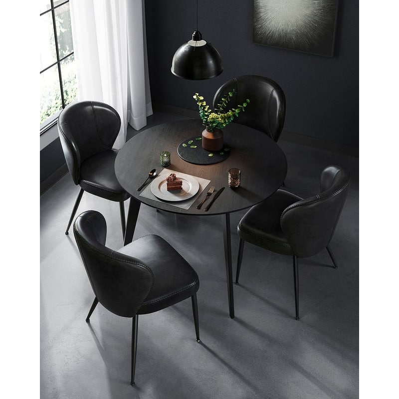 Modern Dining Chairs with Steel Frame and Synthetic Leather Padded Seat
