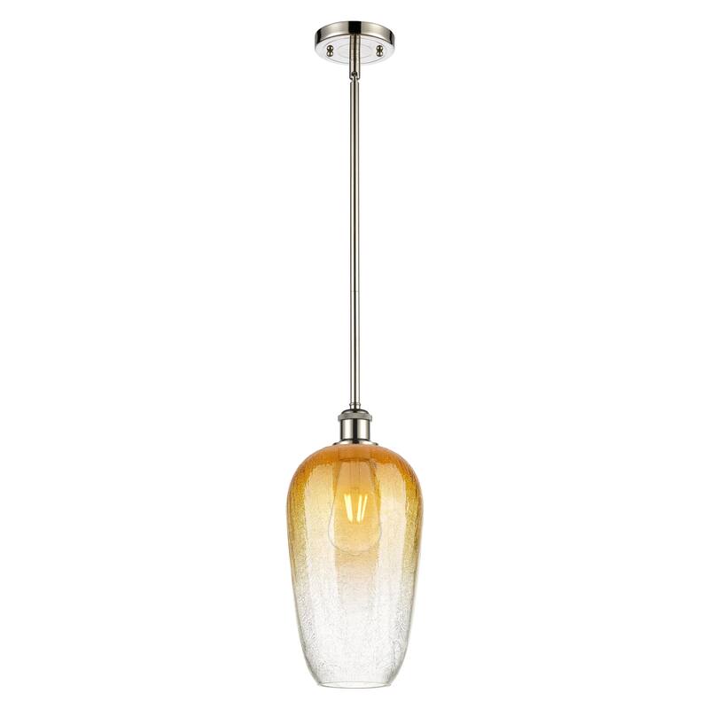Innovations Lighting Endless Possibilities Ballston - Brookhaven Flute - 1 Light 7" Stem Hung Mini Pendant - Polished Nickel/Amber