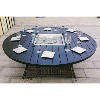 Moda Outdoor 8-Seat Wicker Round Gas Fire Pit Table (TABLE ONLY) - On ...