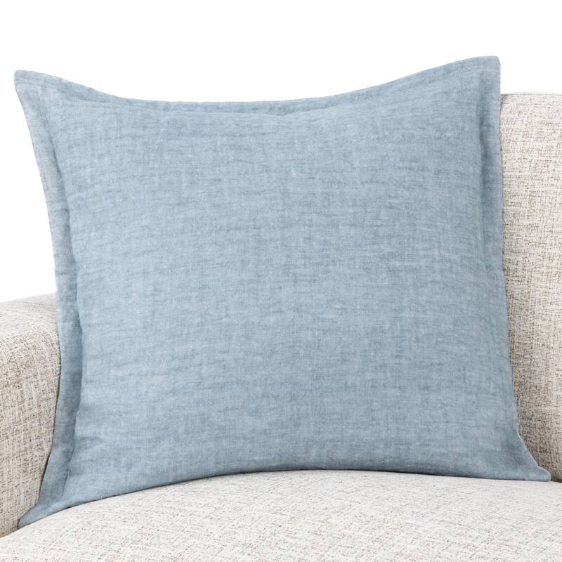 Amy Linen 22-inch Square Throw Pillow, by Kosas Home - Chambray Blue