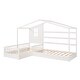 preview thumbnail 6 of 8, L Structure 2 Twin Wood House Bed with Fence & Slatted Frame,White