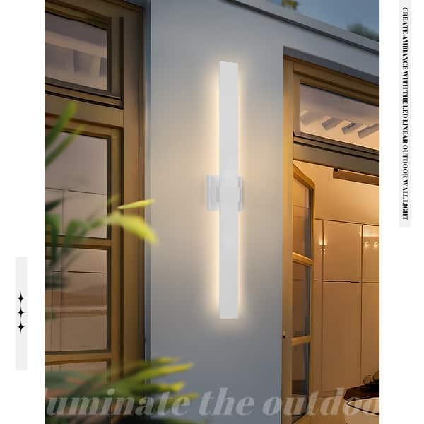 dimension image slide 10 of 13, Aluminum LED Outdoor Wall Sconce Black Exterior Wall Light (1 / 2Pack)