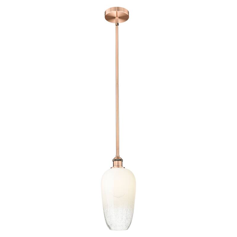 Innovations Lighting Endless Possibilities Edison - Brookhaven Flute - 1 Light 7" Stem Hung Mini Pendant - Antique Copper/Opal