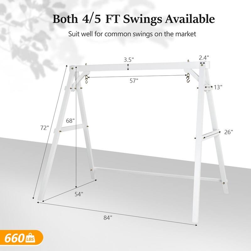 2-Person Carbonized Solid Wood Porch Swing Stand (without hanging swing)